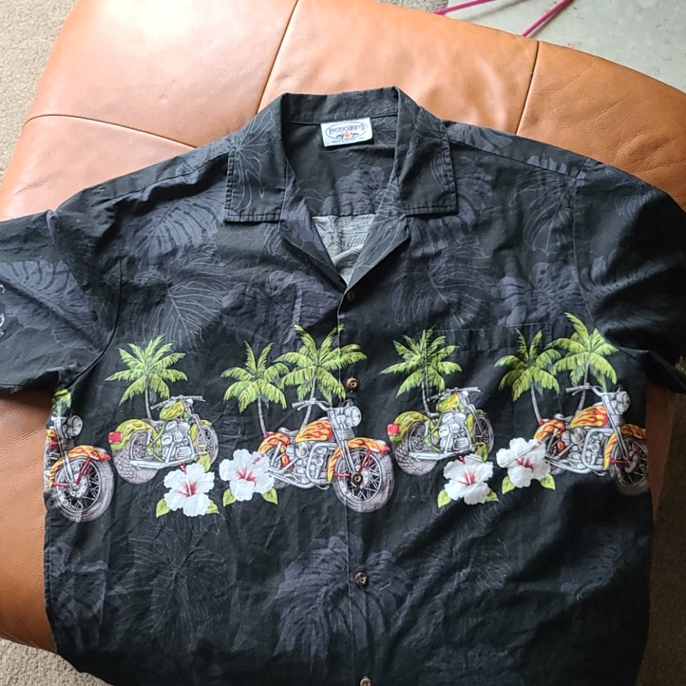 Pacific Legend apparel Motorcycle Aloha button dow